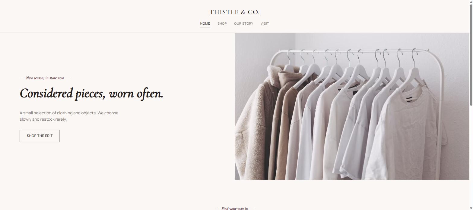 Preview of the Thistle & Co. concept site homepage